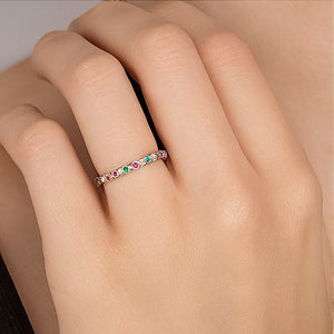 Rainbow Eternity Gemstone Band Ring - PEACORA