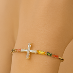 Load image into Gallery viewer, Radiant Sunburst Gold Plated Stainless Steel Bracelet - PEACORA
