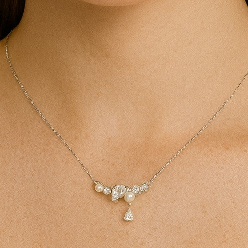 Elegant Pearl & Crystal Universe Necklace