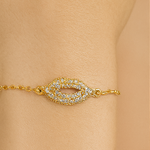 Load image into Gallery viewer, Crystal Kiss Stainless Steel 14K Gold Plated Bracelet - PEACORA
