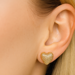 Load image into Gallery viewer, Gold Textured Heart Stud Earrings - PEACORA
