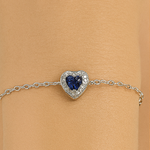 Load image into Gallery viewer, Sapphire Heart Sterling Silver Bracelet - PEACORA
