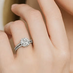 Load image into Gallery viewer, Round Moissanite Halo Split Band Ring
