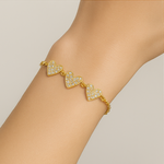 Load image into Gallery viewer, Cascading Hearts 14K Gold-Plated Sterling Silver Bracelet - PEACORA
