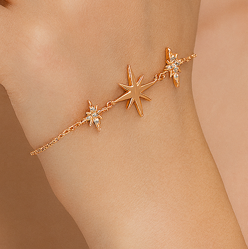 Rose Starburst 14K Gold-Plated Sterling Silver Bracelet - PEACORA