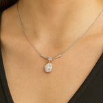 Load image into Gallery viewer, Silver Oval Drop Pendant Necklace - PEACORA
