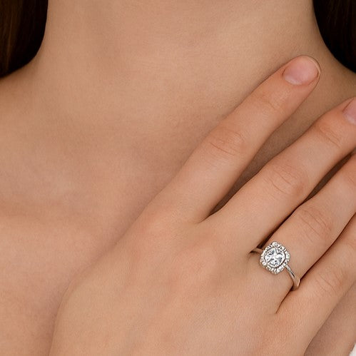 Cushion Halo Classic Moissanite Ring