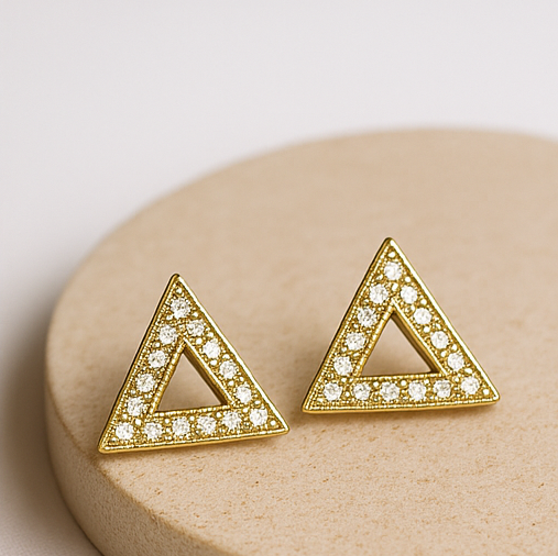 Geometric Triangle Diamond Earrings - PEACORA