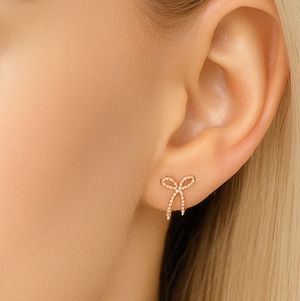 Delicate Bow Crystal Earrings - PEACORA