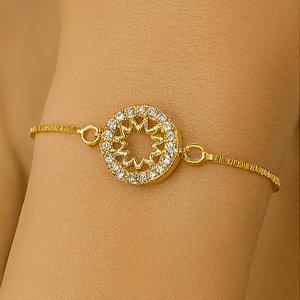 Starburst Circle Bracelet – Stainless Steel 14K Gold Plated - PEACORA
