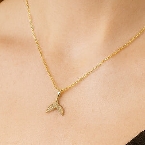 Gold Whale Tail Pendant Necklace - PEACORA