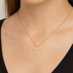 Load image into Gallery viewer, Rose Gold Vermeil Crystal Cross Necklace
