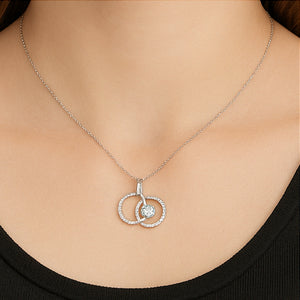Silver Double Circle Pendant Necklace - PEACORA
