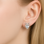 Load image into Gallery viewer, Heart &amp; Bow Crystal Earrings - PEACORA
