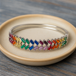 Load image into Gallery viewer, Spectrum Elegance Sterling Silver Bangle - PEACORA
