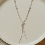 Load image into Gallery viewer, Baguette Cluster Lariat Bridal Necklace
