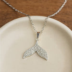 Load image into Gallery viewer, Silver Whale Tail Pendant Necklace - PEACORA
