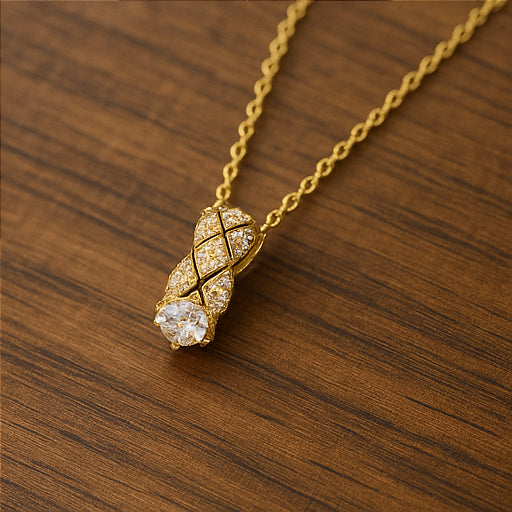 Gold Crystal Barrel Pendant Necklace - PEACORA