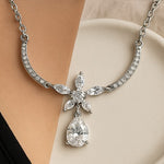 Load image into Gallery viewer, Floral Crystal Drop Pendant Necklace
