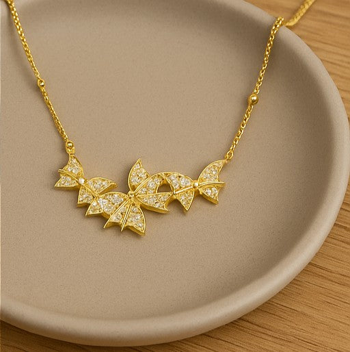 Gold Vermeil Butterfly Cluster Pendant Necklace - PEACORA