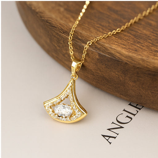 Modern Silver Crystal Pendant Necklace - PEACORA