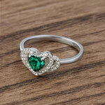Load image into Gallery viewer, Emerald Green Heart Halo Promise Ring
