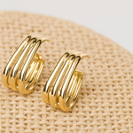 Load image into Gallery viewer, Golden Grace Triple Bar Earrings - PEACORA
