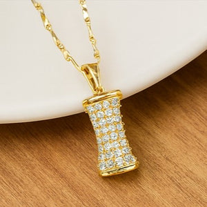 Golden Crystal Barrel Pendant Necklace - PEACORA