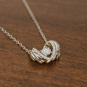 Silver Heart Embrace Pendant Necklace - PEACORA