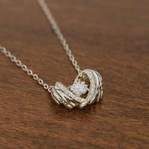 Silver Heart Embrace Pendant Necklace - PEACORA
