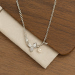 Load image into Gallery viewer, Elegant Crystal Pearl Bow Necklace - PEACORA

