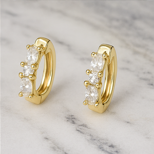 Elegant Gold Diamond Hoop Earrings - PEACORA