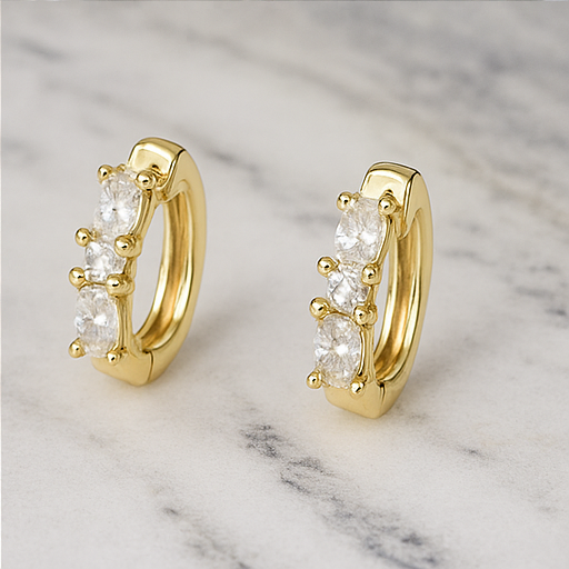 Elegant Gold Diamond Hoop Earrings - PEACORA