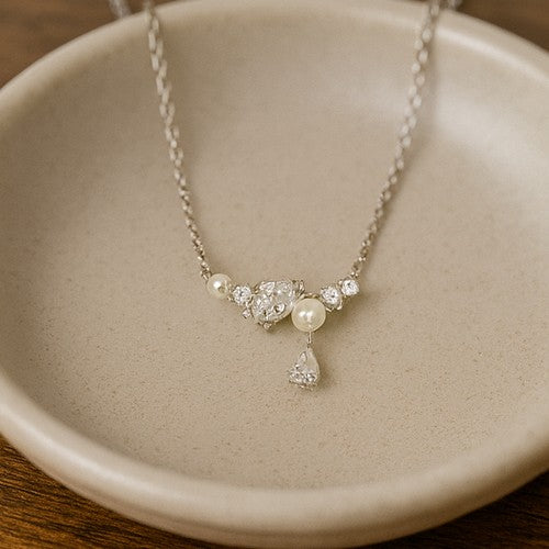 Elegant Pearl & Crystal Universe Necklace