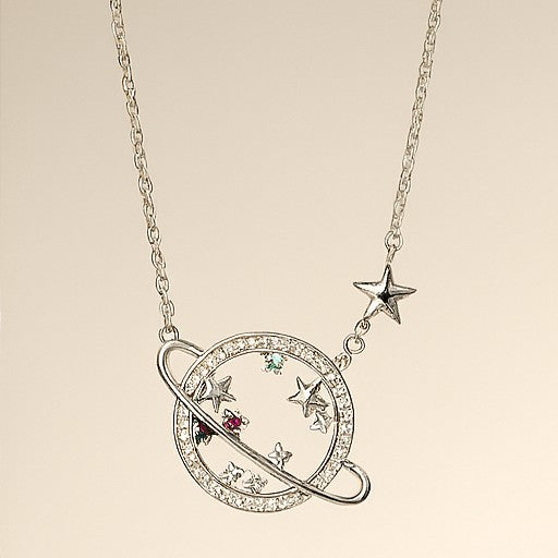 Celestial Planet and Stars Necklace