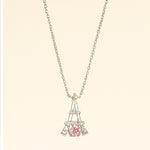 Load image into Gallery viewer, Eiffel Tower Pink Moissanite Necklace
