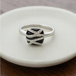Load image into Gallery viewer, Black Enamel and Crystal Accent Ring
