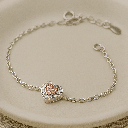 Peach Heart Sterling Silver Bracelet - PEACORA