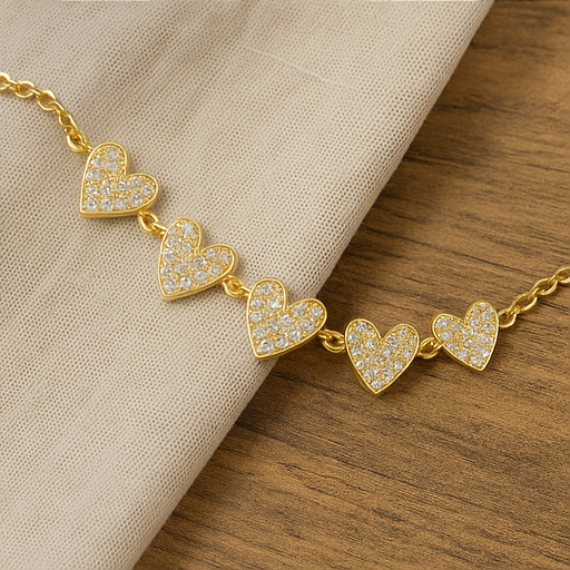 Cascading Hearts 14K Gold-Plated Sterling Silver Bracelet - PEACORA