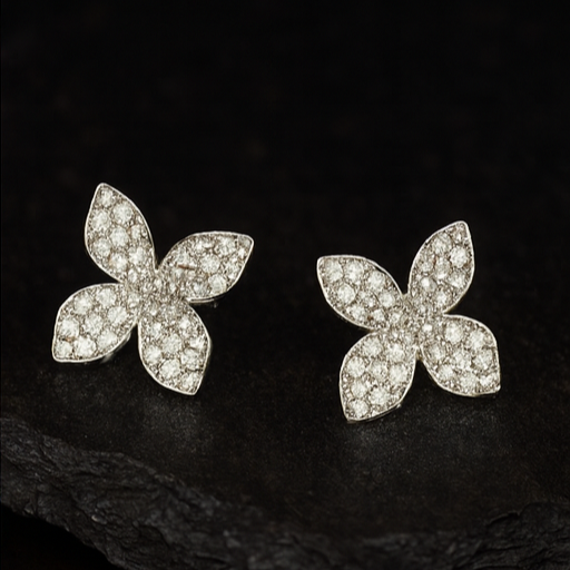 Crystal Blossom Pavé Stud Earrings - PEACORA