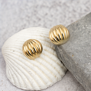 Classic Textured Gold Ball Studs - PEACORA