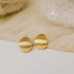 Load image into Gallery viewer, Textured Gold Dome Stud Earrings - PEACORA
