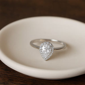 Pear-Shaped Halo Engagement Ring - PEACORA