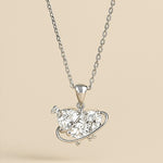 Load image into Gallery viewer, Silver Planet Heart Crystal Pendant Necklace

