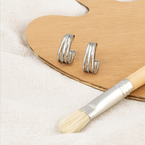 Triple Bar Silver Hoop Earrings - PEACORA
