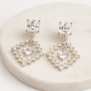 Princess Cut Diamond Drop Earrings - PEACORA