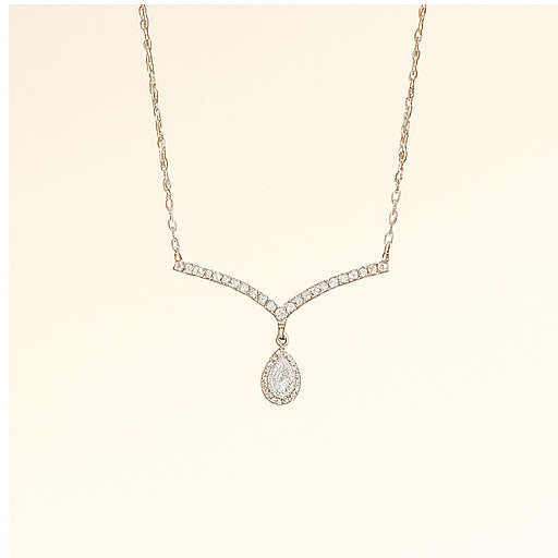 Elegant Teardrop Crystal Pendant Necklace - PEACORA
