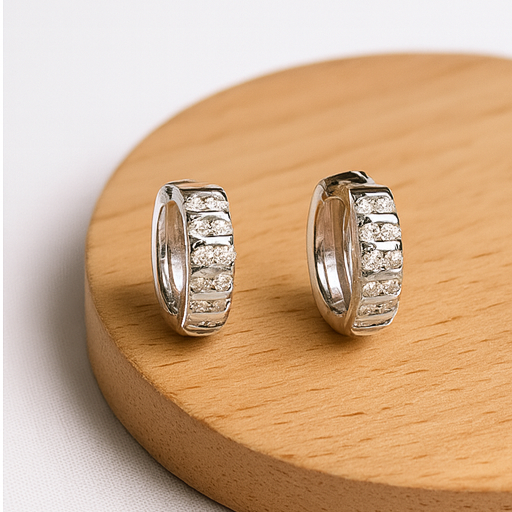 Elegant Diamond Row Hoop Earrings - PEACORA