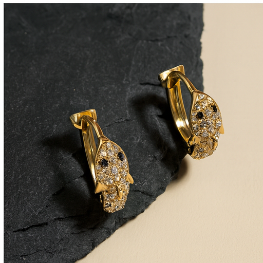 Golden Elephant Pavé Stud Earrings - PEACORA