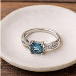 Load image into Gallery viewer, Infinity Aquamarine Crystal Accent Ring
